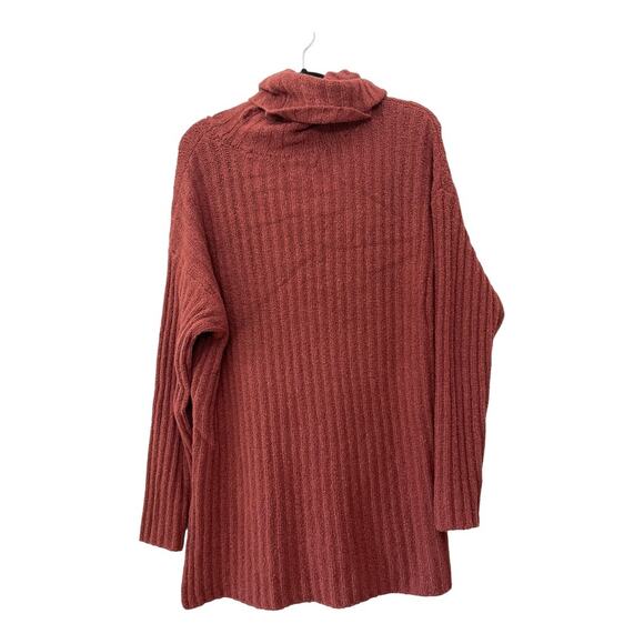 LOFT Lou & Grey Womens Sweater Turtleneck Medium Oversized Tunic Orange Pumpkin - Picture 2 of 5